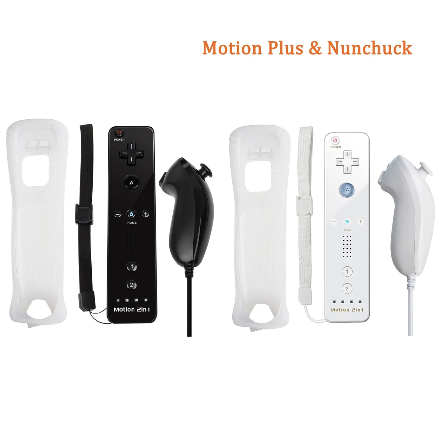 For Nintendo Wii/Wii U Joystick 2 in 1 Controller Set Wireless Remote Gamepad Motion Plus with Silicone Case Video Game