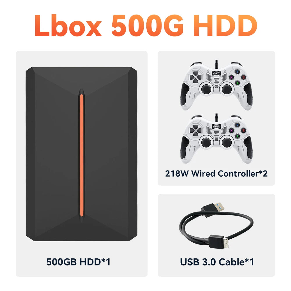 Launchbox 500G Gaming Hard Drive Emulator Game Consoles For PS4/Switch/Game Cube/PS3/PS2/WII/WIIU Built-in 3700+ 3D&AAA PC Games