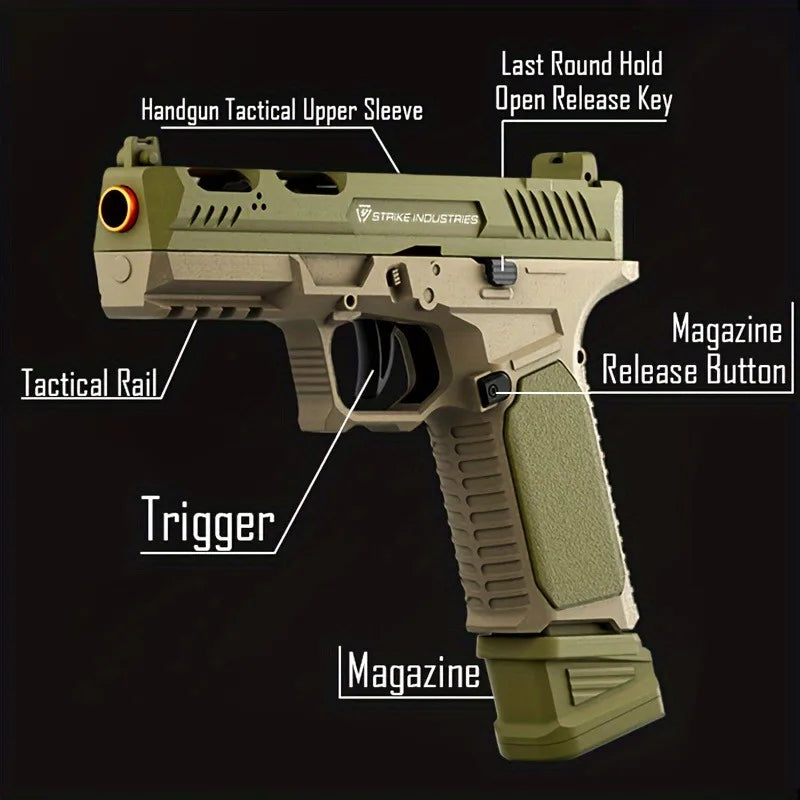 SIG17 Pistol Gun Soft Bullet Gun With Blowback, Single Shot And Shell Ejcetion Capability, Blaster, Outdoor Sports Shooting Game