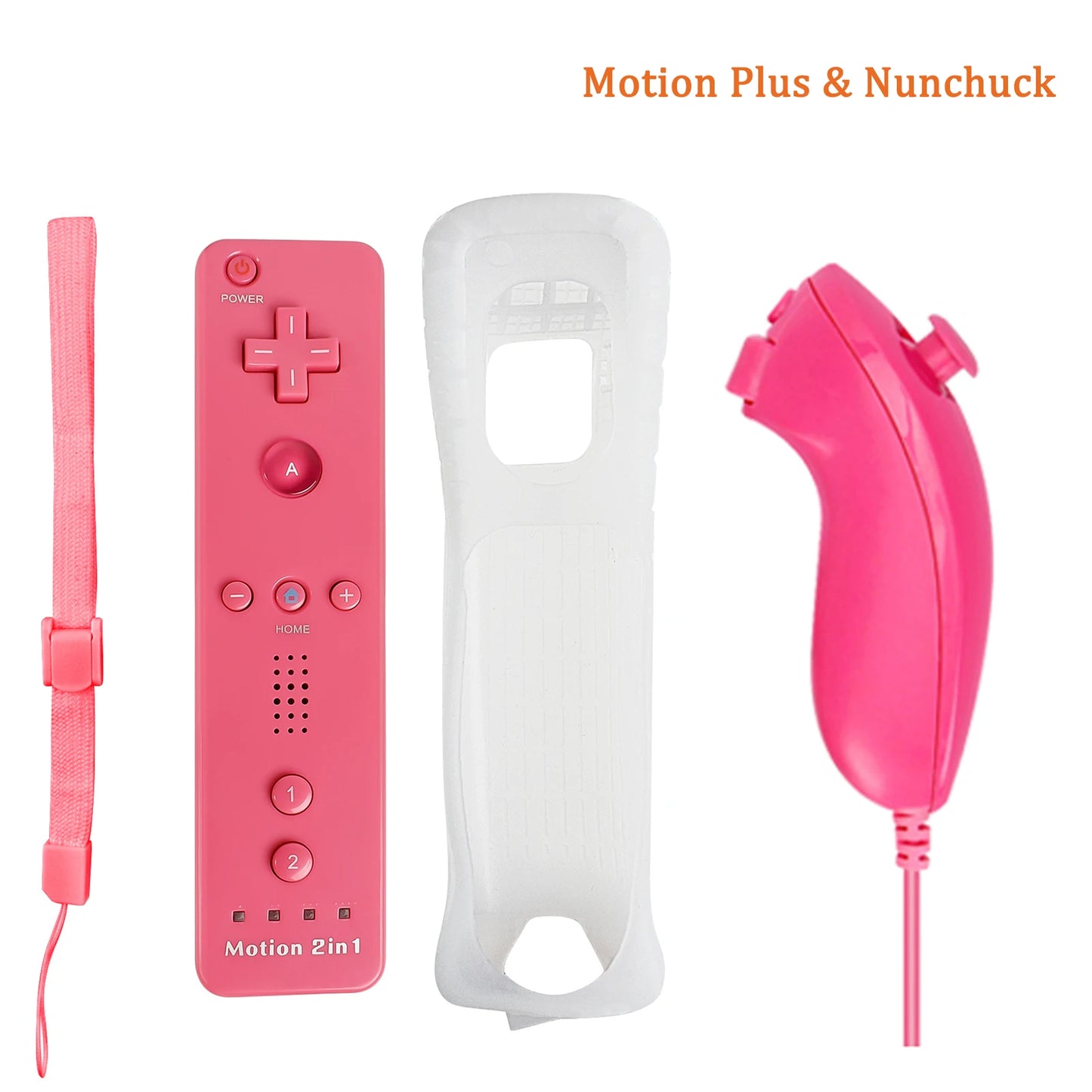 For Nintendo Wii/Wii U Joystick 2 in 1 Controller Set Wireless Remote Gamepad Motion Plus with Silicone Case Video Game