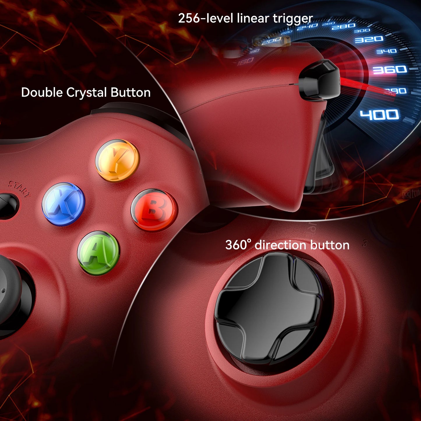 Xbox 360 Wireless Controller For Xbox 360/Slim/Elite/Winodow/PC Video Game Gamepad 6-axis Joystick Dual Vibration 2.4G Gaming