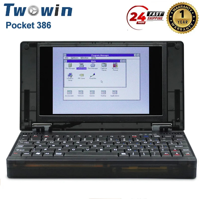 Mini Pocket Pocket 386 Windows3.11/95 System Retro Notebook Computer OPL3 Sound Card VGA IPS Screen Integrated Mouse