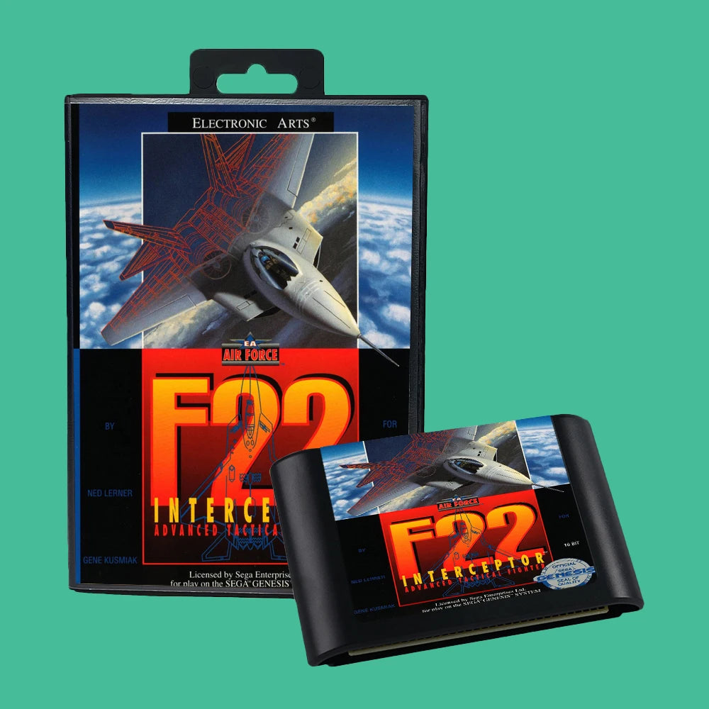 F22 Interceptor USA Game for SEGA Mega Drive Genesis 16 bit Consoles Game Cartridge Box Manual