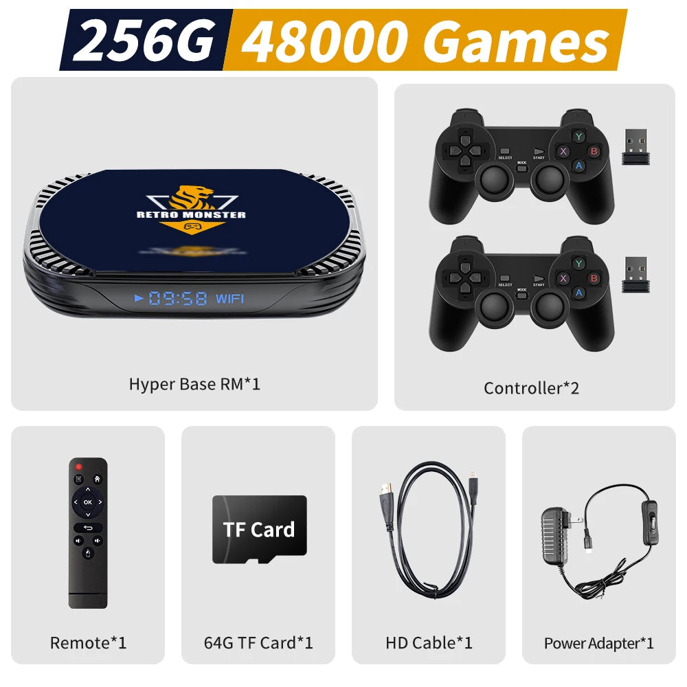 4K Retro Video Game Console S905X4 Retro Monster Game Box Built-in 48000 Games For PSP/PS1/Sega Saturn/SNES Android 11.0 TV Box