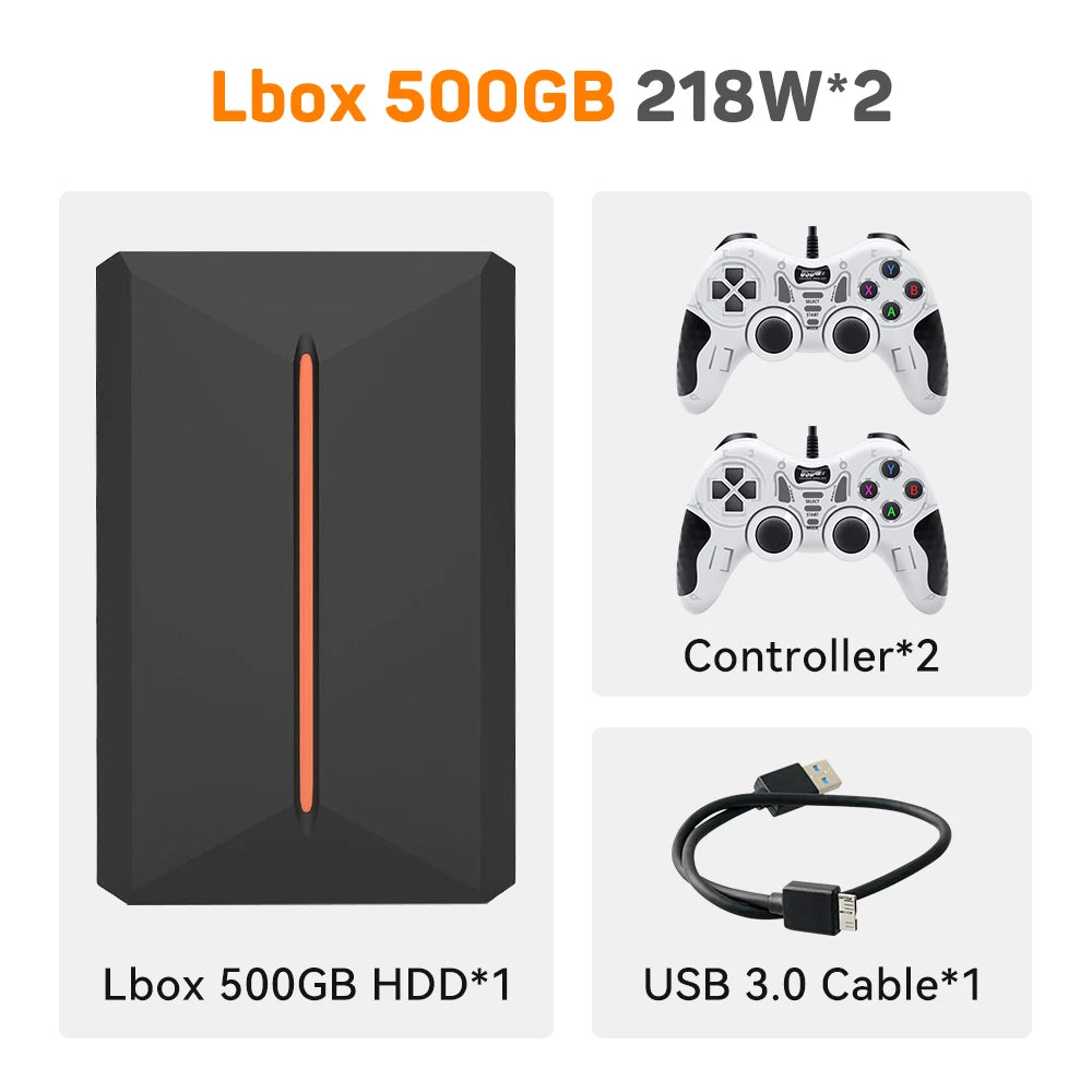 Launchbox 500GB Game Hard Drive Portable Gaming HDD with 3700+PC/3D Games for PS4/PS3/PS2/Wii/WiiU/Switch Game Console for PC