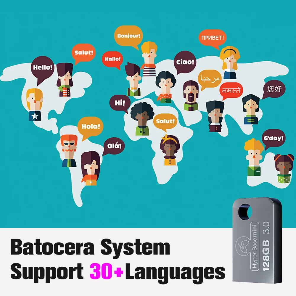 Batocera 37.linux System 128GB Portable USB 3.0 Disk 70+ Emulators with 43000+ Retro Games for PS3/PS2/PSP/X BOX/3DO Plug& Play