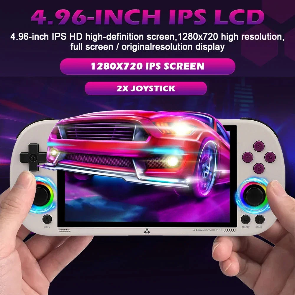 64G 128G 256G Portable Handheld Video Game Console 4.96'' IPS Screen Joystick RGB Lighting Smart Pro Retro Handheld Game Player