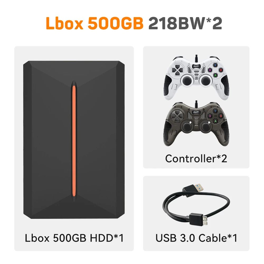 Launchbox 500GB Game Hard Drive Portable Gaming HDD with 3700+PC/3D Games for PS4/PS3/PS2/Wii/WiiU/Switch Game Console for PC