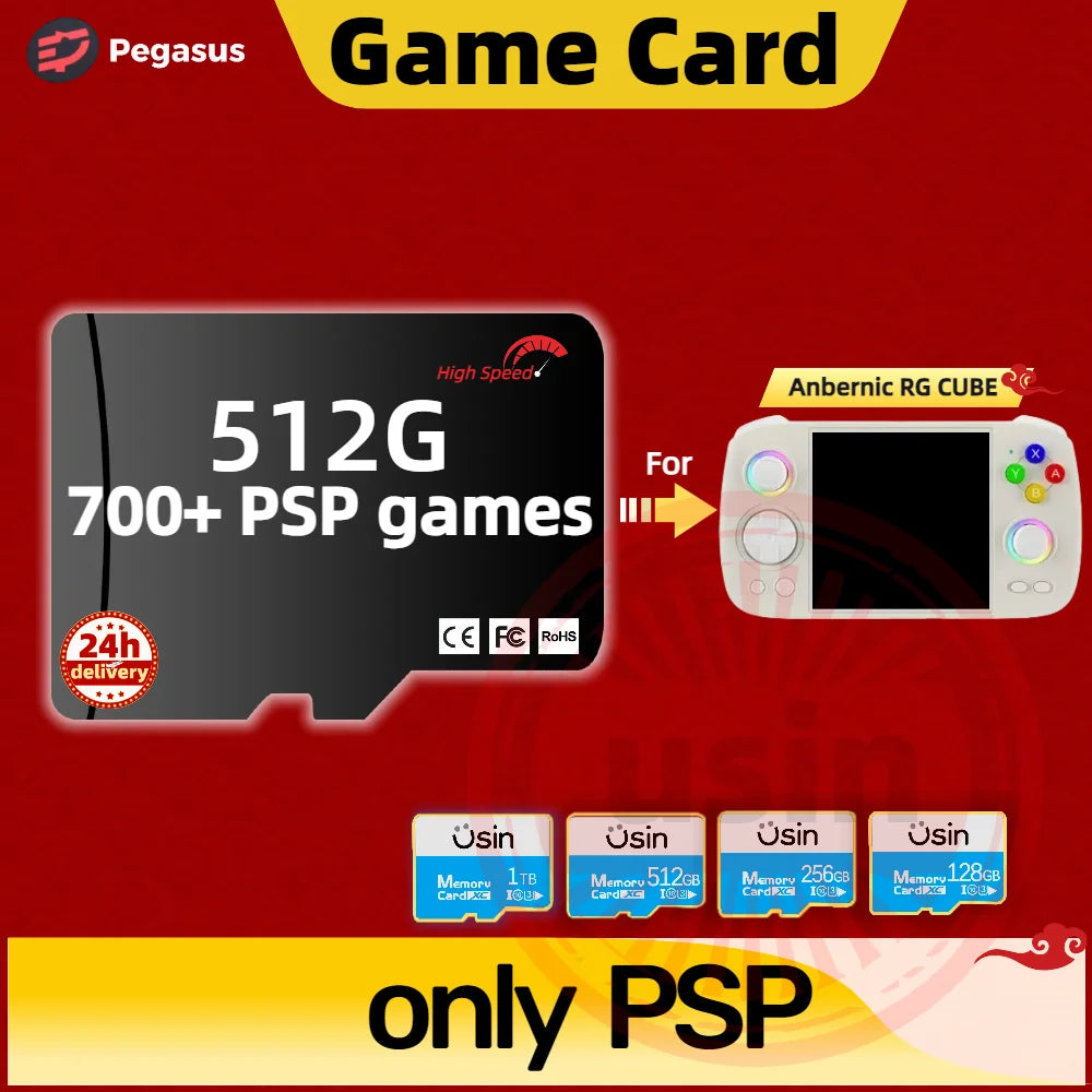 Game Card For Anbernic RG CUBE Memory TF Retro Games PS2 PSP PS1 3DS Android Handheld Gaming Console Gaming High Speed Pegasus G