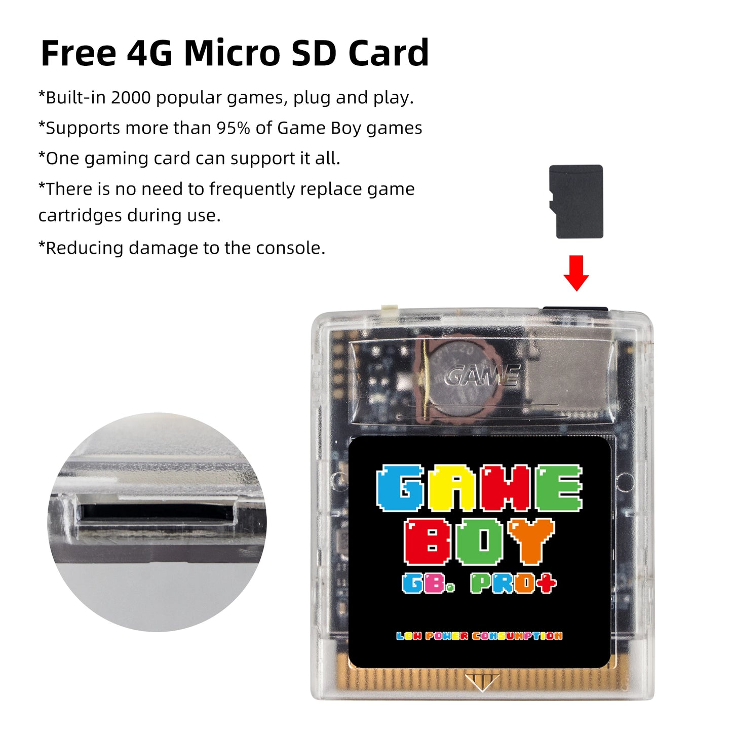 Game Card GB GBC cartridge for Gameboy Color Game Boy Multi Game Cartridge Cart with TF/SD Card 2000 in 1
