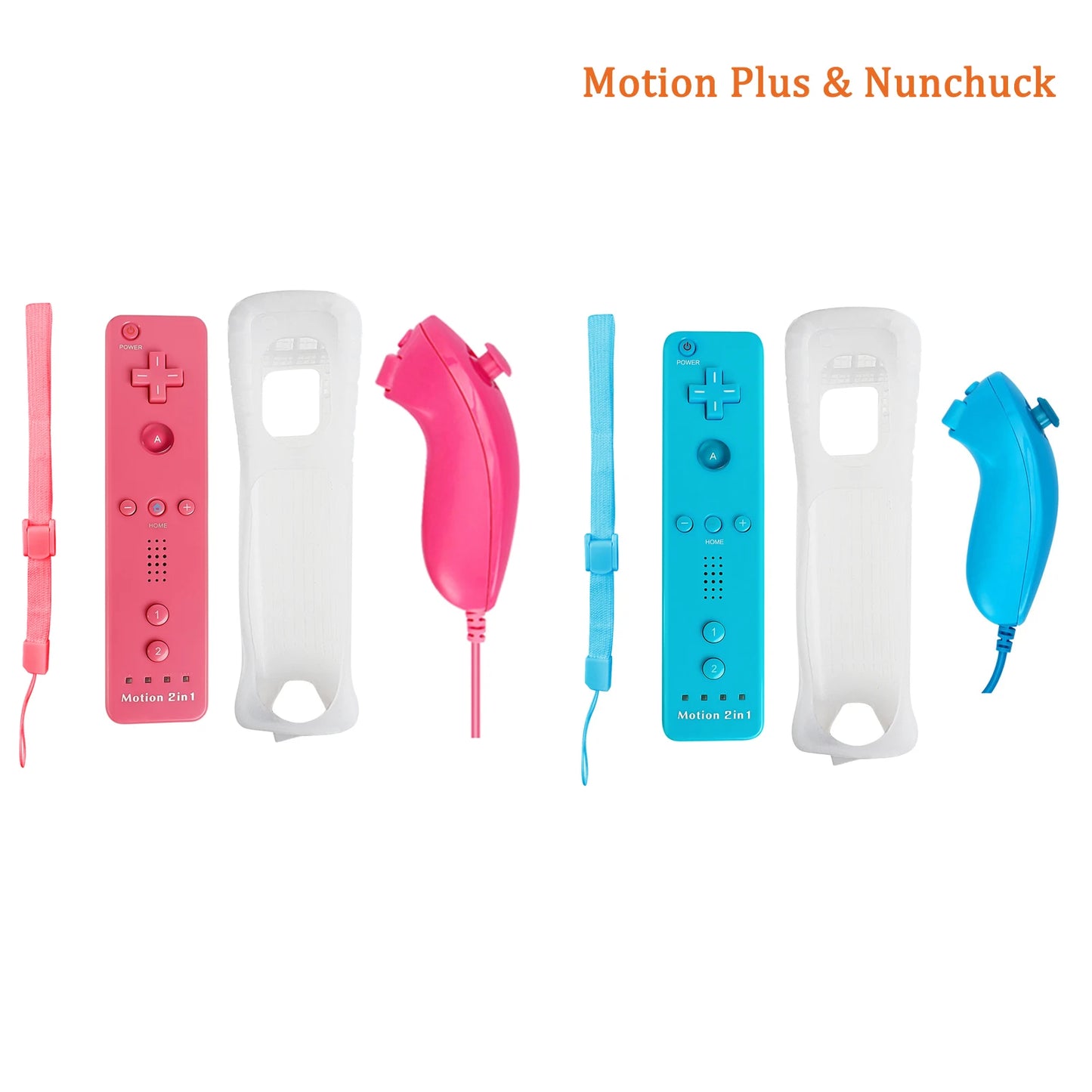 For Nintendo Wii/Wii U Joystick 2 in 1 Controller Set Wireless Remote Gamepad Motion Plus with Silicone Case Video Game