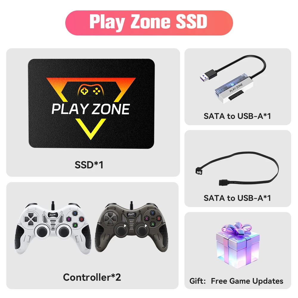 PlayZone 1TB External Emulator Game SSD Built-in 16000 Retro&AAA Games Portable Game Hard Drive For Xbox/Switch/PS4/PS3/NGC/WII