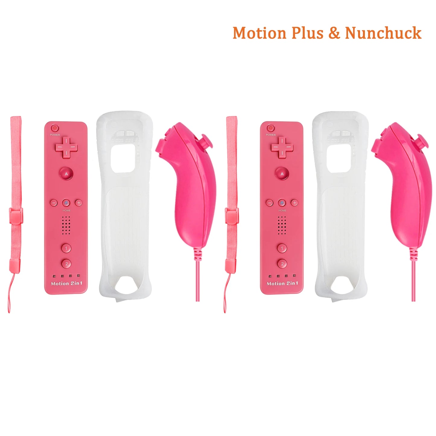 For Nintendo Wii/Wii U Joystick 2 in 1 Controller Set Wireless Remote Gamepad Motion Plus with Silicone Case Video Game