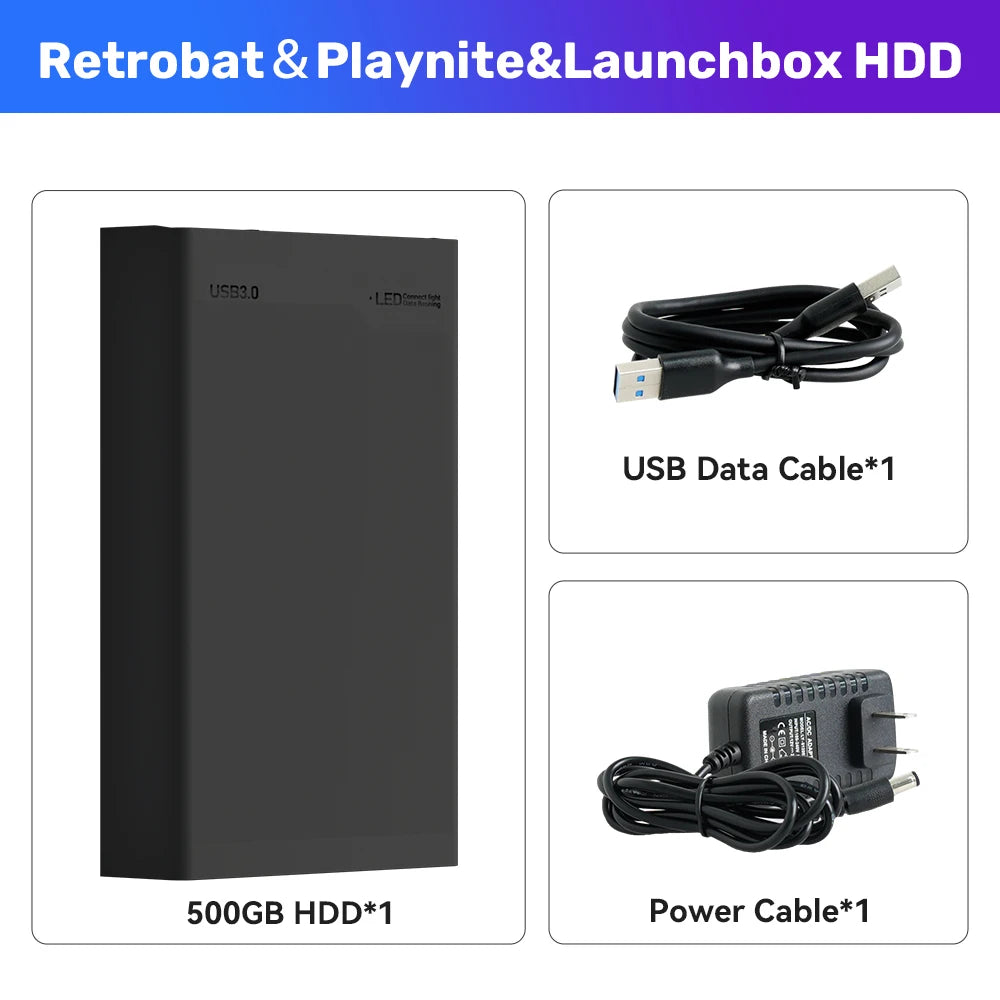 500G Portable Video Gaming Consoles For PS2/PS3/PS1/N64/Xbox/MAME/NDS/NES/PSP/DC/Wii External Game Hard Drive With 38000+ Games