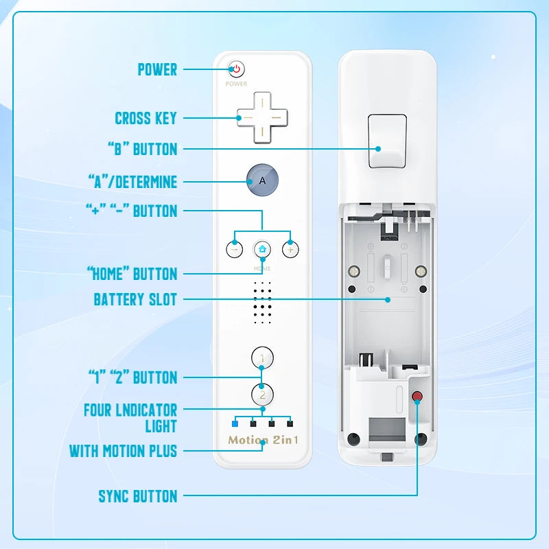 2 in 1 For Nintendo Wii Controller Set Optional Motion Plus Joystick Wireless Remote Gamepad with Silicone Case Video Game