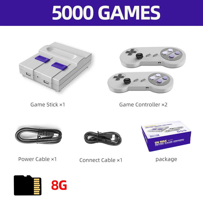 16bit Retro Game Console HDMI-Compatible 4K TV Super Game Console For For SNES NES Mame 5000 Games Dual Wireless Gamepad