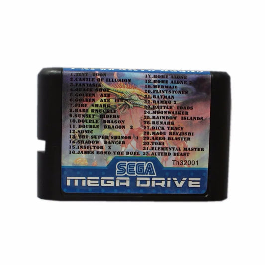 Super Game 32 In 1 16 Bit MD Game Card For Mega Drive For Genesis