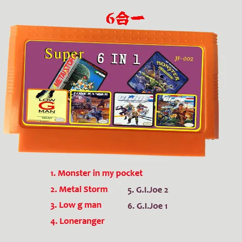 6 in 1  8 bit 60 pins Game Card