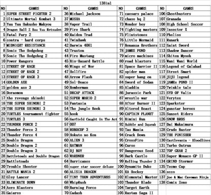 138 in 1 Hot Game Collection For SEGA GENESIS MegaDrive 16 bit Game Cartridge For PAL and NTSC Game consoles Version