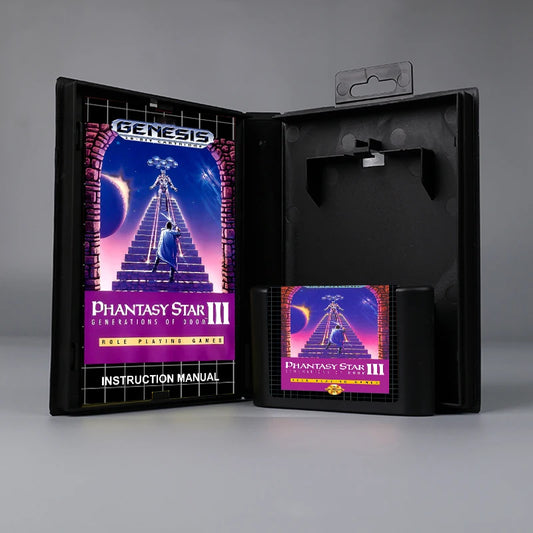 Phantasy Star III - Generations of Doom USA or EUR cover 16bit MD game card with box manual for Sega Genesis Megadrive console
