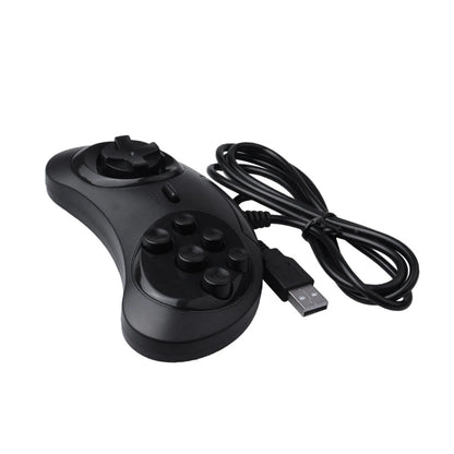 B63B-2X Gamepad Wired 6-Key USB Game Controller Joypad For Sega Genesis / Md Pc / 2 Y1301 / Mac Mega Drive Black Plastic