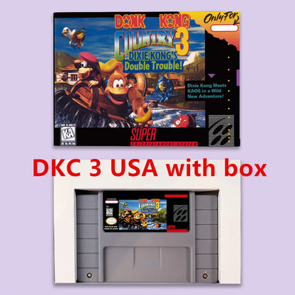 Donkey Game Country Kong 1 2 3 Competition RPG game for SNES 16 bit USA NTSC or EUR PAL Video Game Consoles Cartridge