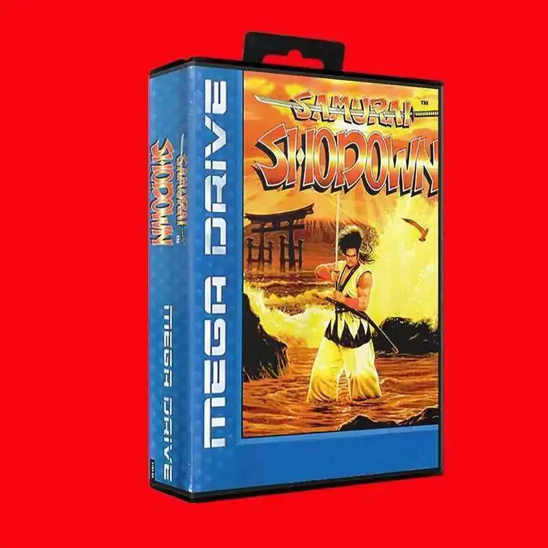 Samurai Shodown With EU Box Cover for 16 Bit Sega MD Game Cartridge Megadrive Genesis System