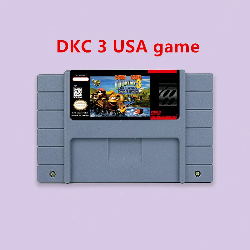 Donkey Game Country Kong 1 2 3 Competition RPG game for SNES 16 bit USA NTSC or EUR PAL Video Game Consoles Cartridge
