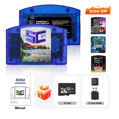 EPICJOY SummerCart 64 Open Source N64 Game Card For Nintendo 64 Game Console 32GB SD Card Compatibility 5400+ games & 64DD Games