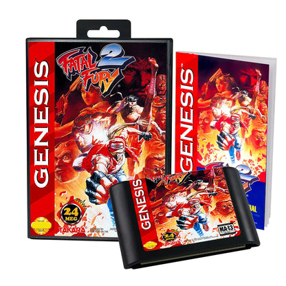 Retro Fatal Fury 2 16bit  game cartridge for Sega Genesis Megadrive video game consoles