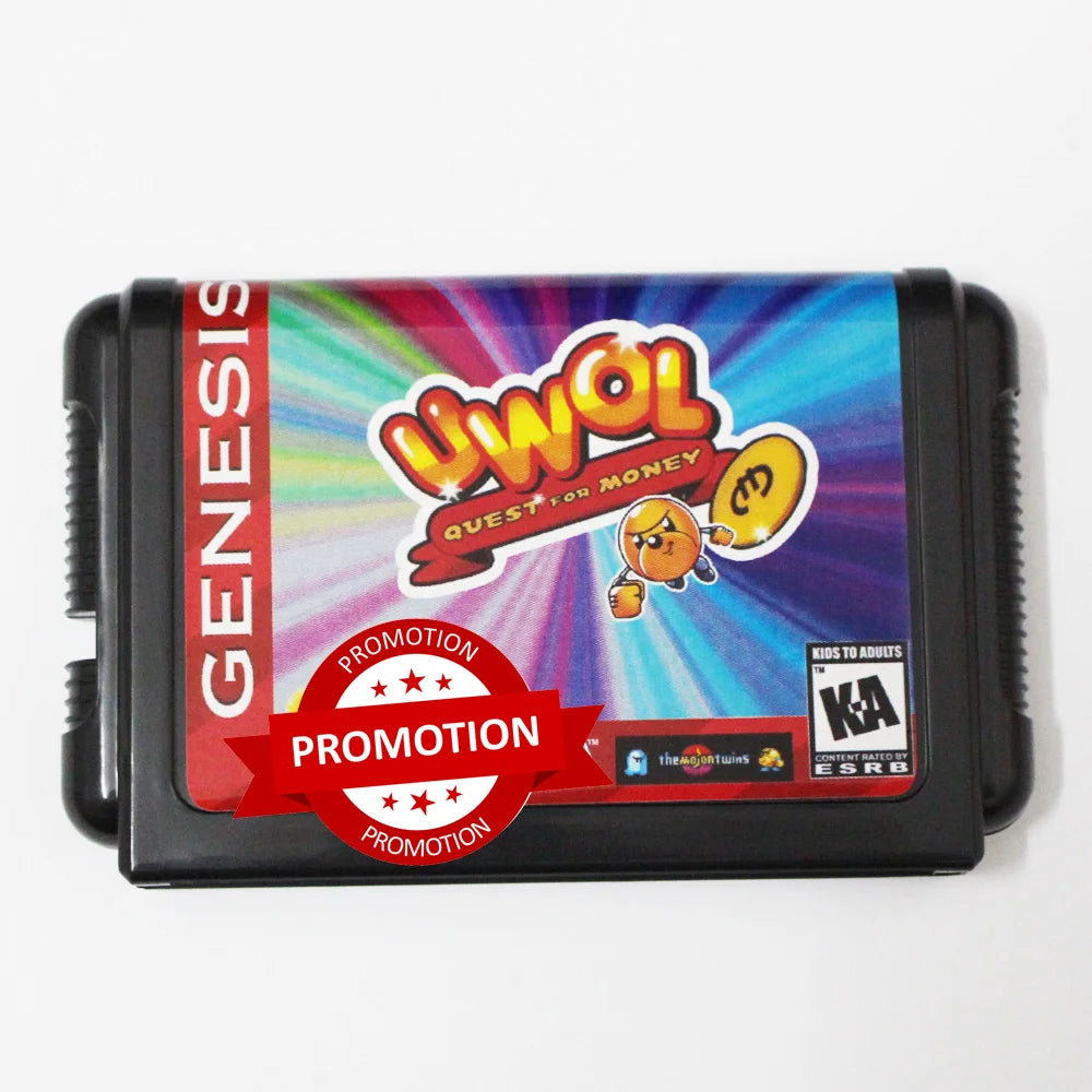 UWOL Quest For Money 16bit MD Game Card For 16 Bit Sega MegaDrive Genesis Consoles