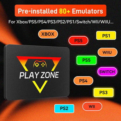 PlayZone 1TB Emulator Consoles Portable Retro Game SSD For PS5/PS4/PS3/Xbox/Switch/WII/WIIU Handheld Game HDD With 16000+ Games