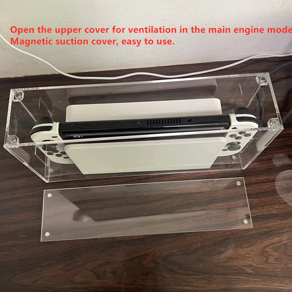 High transparency acrylic magnetic cover console storage box Dustproof box for Nintendo switch and switch OLED