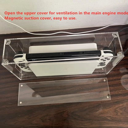 High transparency acrylic magnetic cover console storage box Dustproof box for Nintendo switch and switch OLED