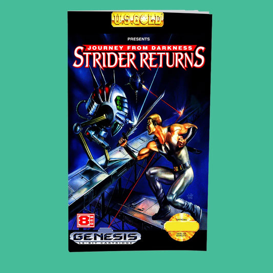 Journey from Darkness - Strider Returns USA Manual for SEGA Mega Drive Genesis 16 bit Consoles Game Cartridge Manual