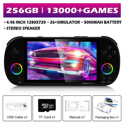 64G 128G 256G Portable Handheld Video Game Console 4.96'' IPS Screen Joystick RGB Lighting Smart Pro Retro Handheld Game Player