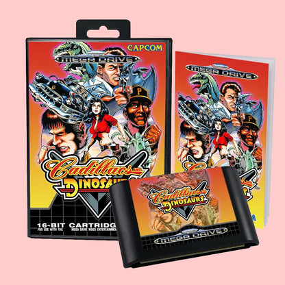 Cadillacs and Dinosaurs EUR Version Game Card Box Manual For 16 bit Sega MD MegaDrive Genesis Consoles