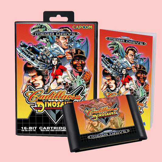 Cadillacs and Dinosaurs EUR Version Game Card Box Manual For 16 bit Sega MD MegaDrive Genesis Consoles