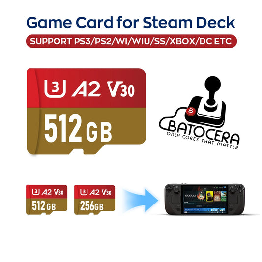 Batocera TF/Game Card for Steam Deck/Windows/MAC/Handheld Game Console for PS3/PS2/SS/PS1/PSP/DC/MAME 30+Emulators&15000+Games