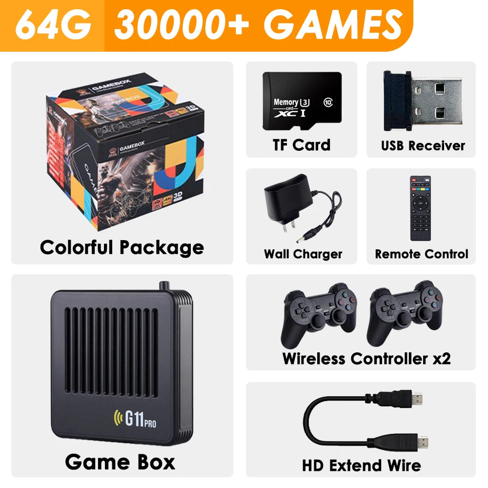 Ampown G11 Pro Video Game Box Retro Game Console 256G Built in 60000 Retro Games Ultra Low Latency Wireless Controller 4K Output
