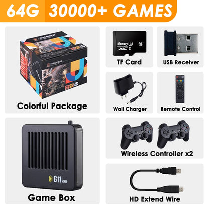 Ampown G11 Pro Video Game Box Retro Game Console 256G Built in 60000 Retro Games Ultra Low Latency Wireless Controller 4K Output