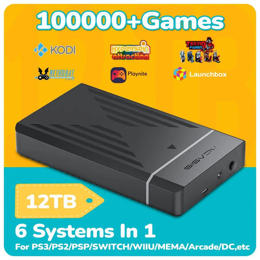 12TB Gaming HDD with Hyperspin&Launchbox&Retrobat&Playnite OS with 100000+ Retro Video Games for PS3/PS2/PS1/PSP/WII/WIIU/SWITCH