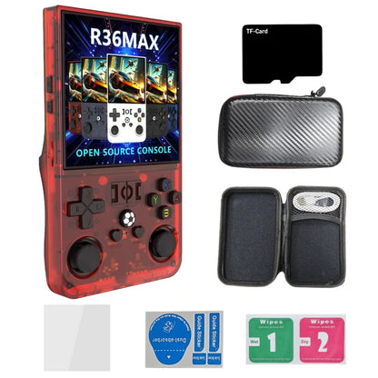 R36MAX Retro 128G Handheld Game Console Linux System 3.5 Inch IPS Screen Portable Pocket Video Player 64GB 128GB Games with Bag