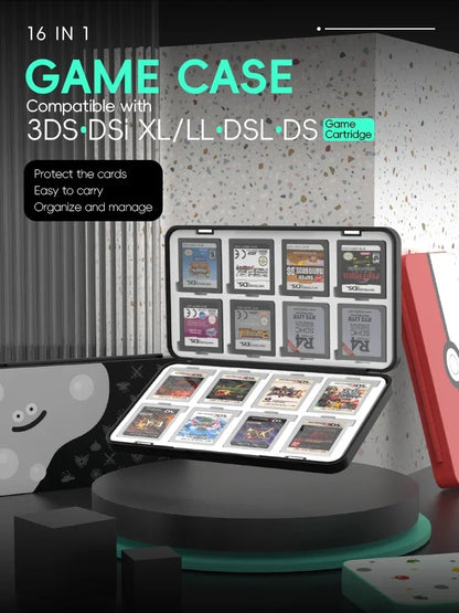 Portable 16-Slot Game Card Holder Storage Case for Nintendo 3DS, 3DSXL, 2DS, 2DSXL, DS, and DSi
