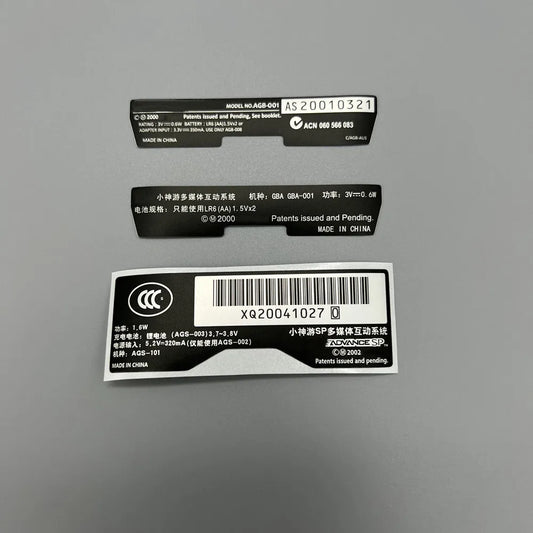 Label Sticker for GBA GBASP