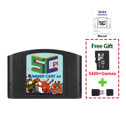 5400 In 1 SummerCart 64 Game Card For N64 Retro Game Cartridge ED 64 For Nintendo 64 With 32GB TF Card No Region Restriction