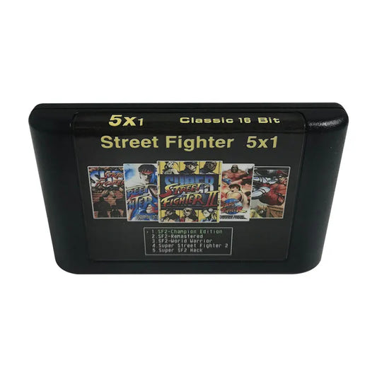 Street Fighter  5IN1 16 BIT MD Game Card For Sega Mega Drive For Sega Genesis and for original console Shooting