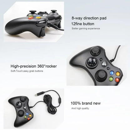 USB Wired Gamepad for Xbox 360 Windows 10/8.1/8/7 Game Handle Double Shock Games Controller Video Game Console Joystick