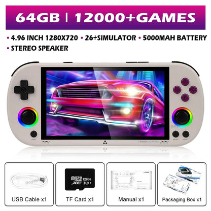 64G 128G 256G Portable Handheld Video Game Console 4.96'' IPS Screen Joystick RGB Lighting Smart Pro Retro Handheld Game Player