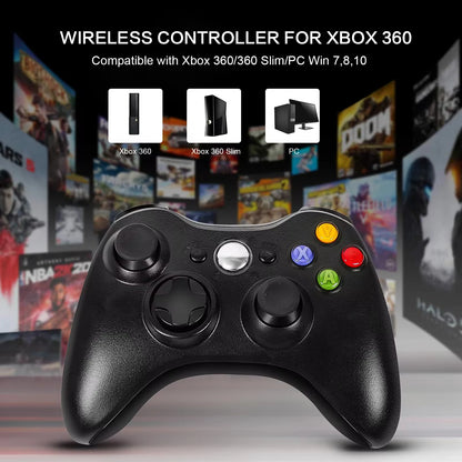 2.4G Wireless/wired Controller For Xbox 360 Game Controller with Dual-Vibration Turbo Compatible Xbox 360/360 Slim and PC Window